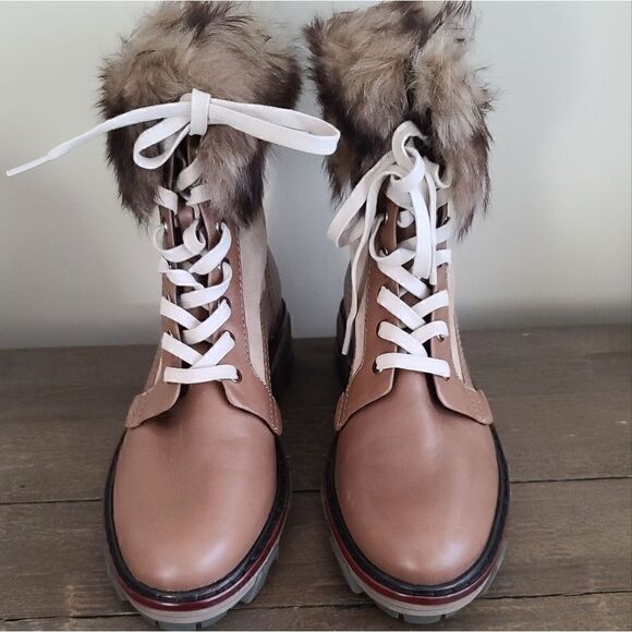 rag & bone Shiloh Leaather Combat Boots with Fur trim Size 8.5 / EU 38.5 NEW - Picture 11 of 11
